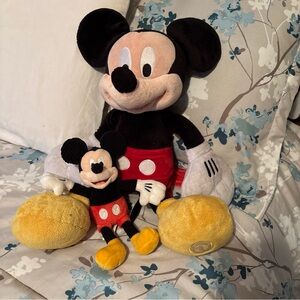 19" Disney Store Mickey Mouse & 9" with clasp Plush Duo - Black, Red, Yellow
